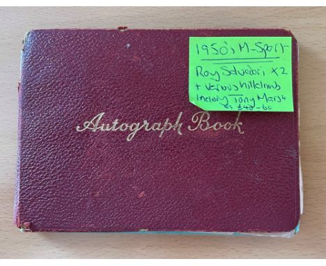 Vintage 1950's Autograph book with over 20 various Motor Sport signatures inside including: Roy Salvadori, Tony Marsh, Jackie