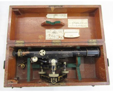 E.R. Watts &amp; Sons Limited (London) boxed theodolite, no.1327 and dated 18th April 1924 with two later repaired and adjust