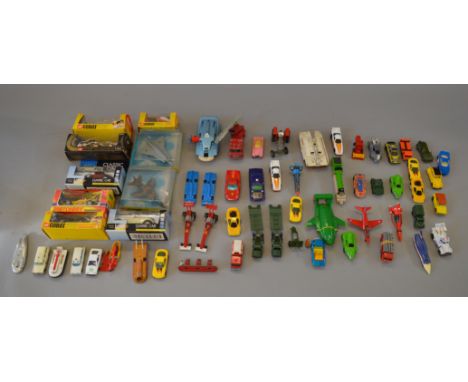 Quantity of assorted diecast models, including boxed Corgi racing cars & aircraft.