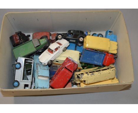 A small quantity of playworn diecast models by Dinky, Corgi and others, with repainting to some. 