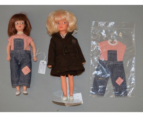 2 x Dolls. Rare "Canterbury" Patch doll, wears incomplete Patch school uniform and original  dungarees. Mini hard head Patch 