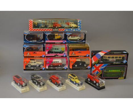 Seventeen boxed 1:43 scale diecast car, van and bus models by Solido, from various different series. Included in this lot is 