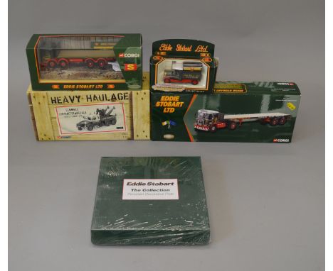 Four boxed Corgi Eddie Stobart diecast models including CC12502 Atkinson Flatbed, Heavy Haulage 12306 Scammell Contractor Wre