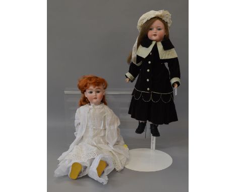 2 x Dolls. Armand Marseille 390 doll, 60cm, VG condition, wearing a victorian hand stitched outfit, together with a Max Handw