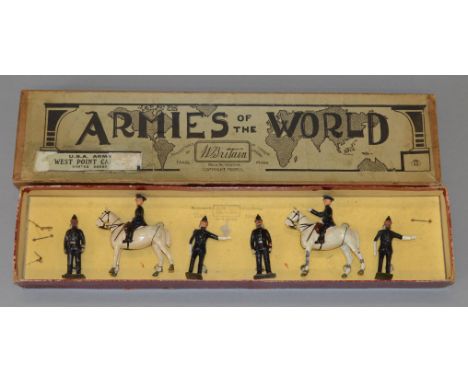 Vintage Britains Police figure set, in incorrect box. Overall F/G some paint wear/loss.