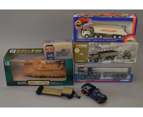 A group of boxed diecast models by Corgi, Siku and NewRay including Corgi 1:50 scale truck CC12224 Scania Tanker, Corgi 69902