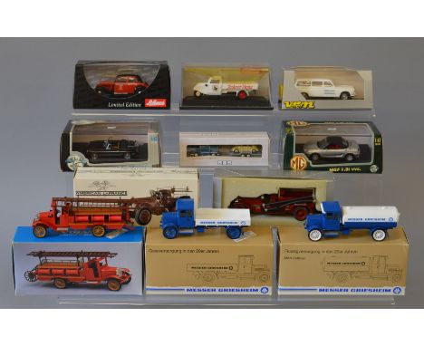 Ten boxed Continental diecast models in various scales, including four models of vintage vehicles  by Conrad,  two Universal 
