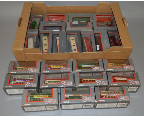 25 boxed Corgi Original Omnibus diecast model buses, a good mix of both single and double deckers. All appear VG in G/VG boxe