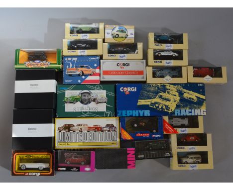 Twenty four boxed Corgi diecast model cars, mostly in 1:43 scale, this lot includes D53/1 Four Rally Cars, D36/1 Ford Zephyr 