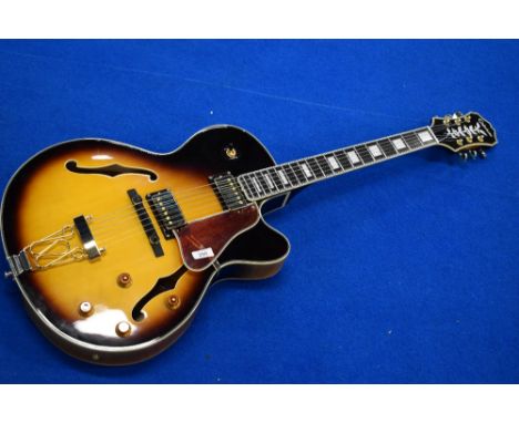 A 2005 Epiphone Emperor II (Joe Pass model) archtop hollow body electric guitar , Korean, fitted with Alnico IV pickups , ser