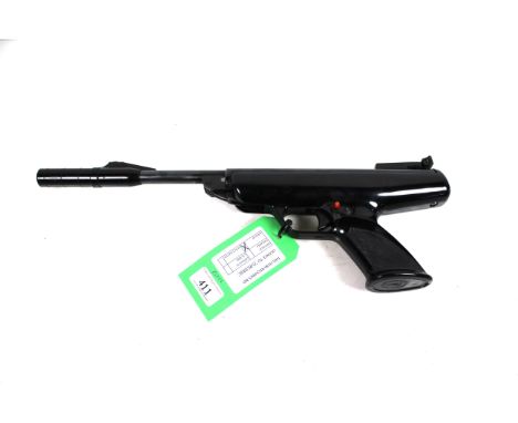 A B.S.A. .22 Cal. Scorpion air pistol Ser. No. R.B.48602. A classic pistol complete with cocking aidNB. As a post 1939 air we