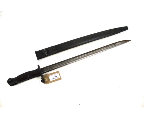 A Remington M1917 bayonet with leather scabbard 