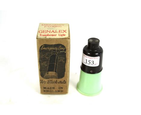 A WWII era Bakelite "Genalex" transformer light. Emergency lamp for blackouts, complete with scarce box 