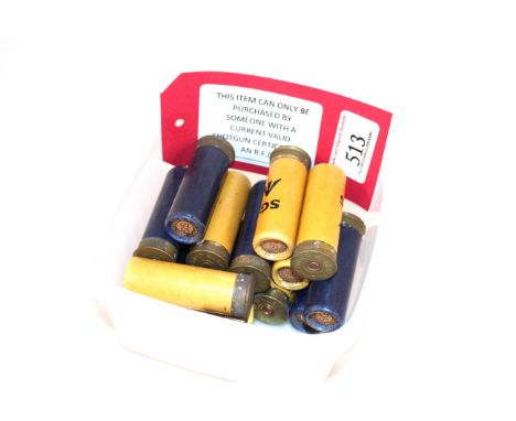 Sixteen scarce 12 bore cartridges, Eley Kynoch S.G. with broad arrowNB This item can only be purchased by someone with a curr