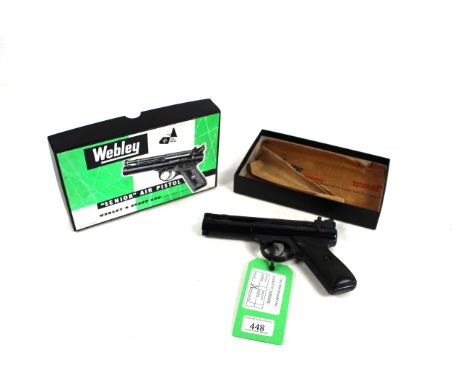 A Webley & Scott Senior "Senior" .22 Cal. air pistol. Batch No. 583 circa 1958-64. in overall good condition within later box
