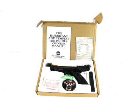 A Webley Hurricane .177 Cal air pistol within original box containing pellets, paperwork, allen key etc. In overall excellent