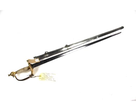 A British model 1796 heavy Cavalry Officers sword with engraved blade and boat shell hilt by Cutler &amp; Sons London (NB pos