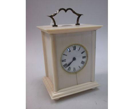 An early 20th century ivory cased carriage clock, with French movement and silver mounts, London 1926  