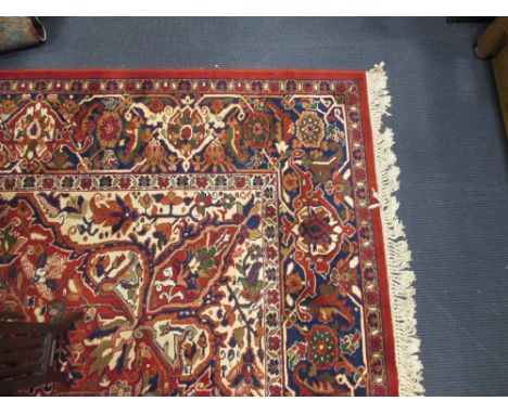 A modern Kershan carpet, 9ft x 11ft, together with a Persian carpet  