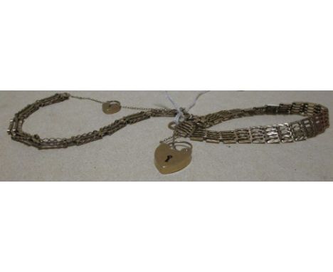 Two 9ct gate bracelets, gross 21.3g  