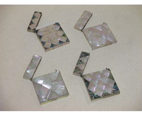 Four mother of pearl card cases  