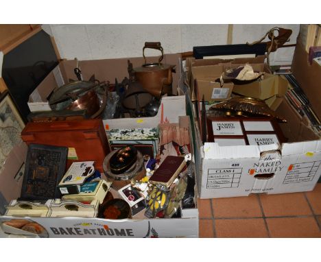 THREE BOXES AND LOOSE MISCELLANEOUS ITEMS to include a wooden box containing assorted vintage Ral-Partha miniature hand paint