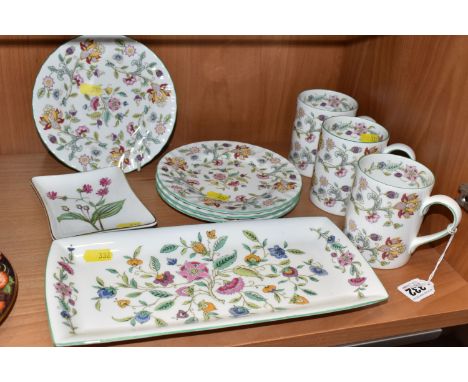 A GROUP OF MOSTLY MINTON 'HADDON HALL' CERAMICS comprising three mugs, four side plates (all marked second quality), and a re