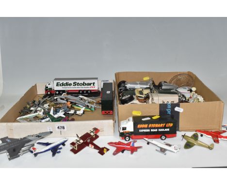 A QUANTITY OF UNBOXED AND ASSORTED DIECAST AND PLASTIC AIRCRAFT MODELS, play worn condition Matchbox etc., unboxed 1/18 Bbura