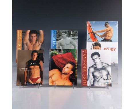 A collection of 6 small hardcover and paperback books from Bruno Gmunder publication, featuring young male models in seminude