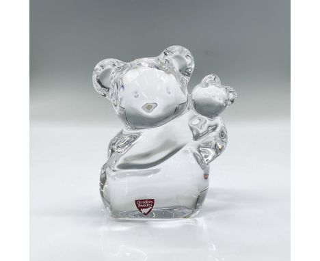 Clear crystal figure of a mother koala bear with her young one on her back. Orrefors mark. Dimensions: 3.75"L x 2"W x 4.5"HMa