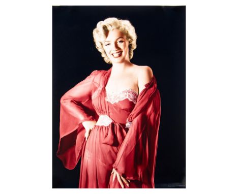 Full color giclee print on premium poster paper with POD substrate. High quality print features Marilyn Monroe in rose colore