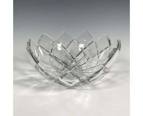 Exquisite Art Deco-style bowl featuring a large, exaggerated saw-tooth rim and cross-band patterns that spectacularly reflect