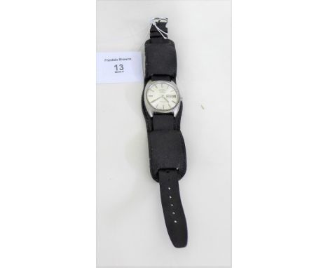 A vintage Gent's Rotary Automatic wristwatch on black leather strap 