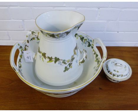 A George Jones & Sons 'Entwine' patterned toilet set comprising basin, ewer and soap dish (3) 