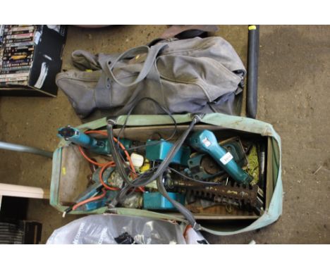 A tool bag and contents of various electrical tools; together with a tool bag and contents of various hand tools