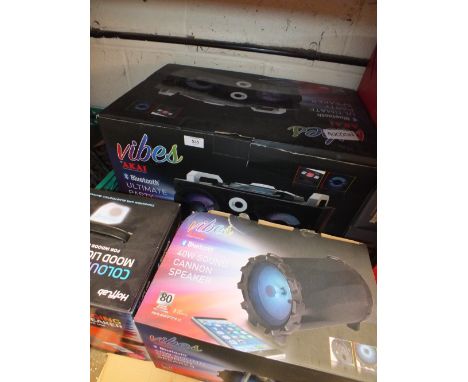 A LARGE AKAI BLUE TOOTH PARTY SPEAKER TOGETHER WITH TWO OTHERS A/F