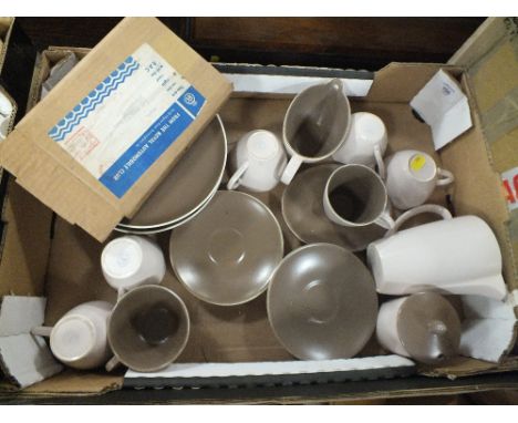 A TRAY OF POOLE POTTERY