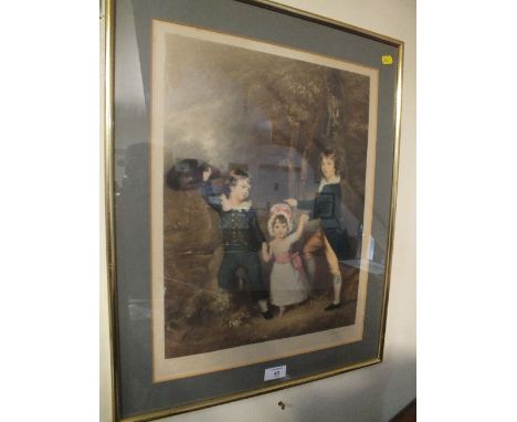 A RICHARD SMYTHE MEZZOTINT - 'THE CAVENDISH CHILDREN' AFTER A PAINTING BY JOHN HOPPER - WITH BLINDSTAMP