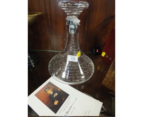 A DECANTER ENGRAVED TO CHIEF SUPERINTENDENT JACK BUXTON SBSTJQPM TOGETHER WITH HIS FUNERAL SERVICE CARD
