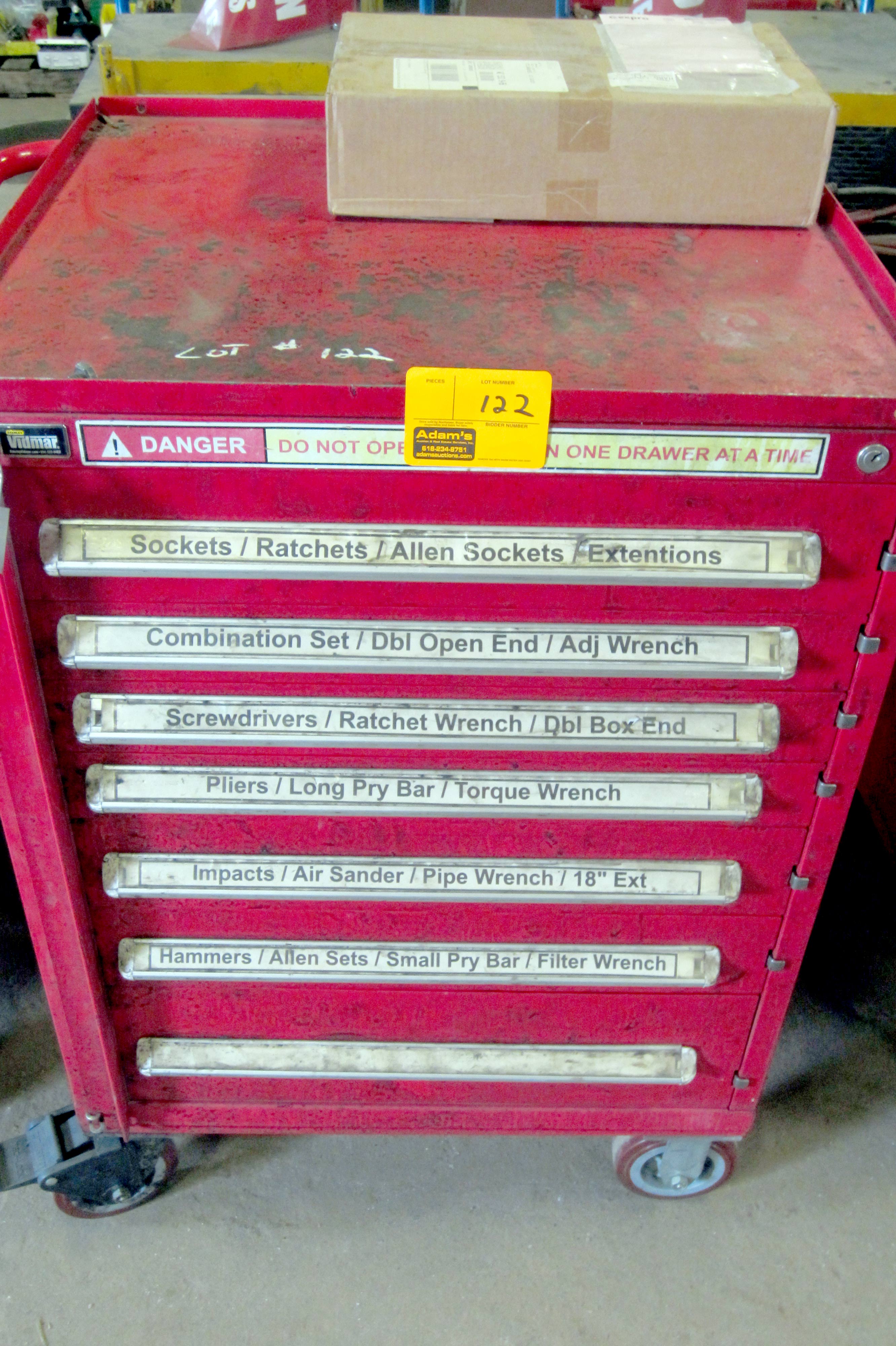 STANLEY VIDMAR SEVEN DRAWER TOOL BOX W/ TOOLS