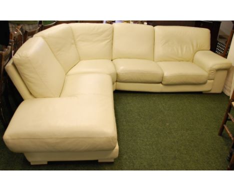 A contemporary corner-sofa, modular, in cream leather