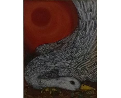 Freida Hughes (British Contemporary), Autumn Goose, Pen, Ink and watercolour, mounted and framed. Measurements 27 x 20 cm (i)