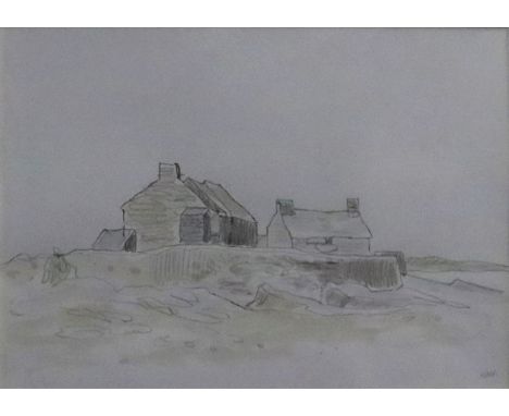 Sir John Kyffin Williams KBE RA (Welsh School 1918-2006), Cottages, pencil and watercolour on paper, initialled KW bottom rig