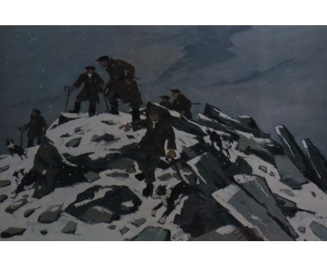 Sir John 'Kyffin' Williams KBE RA (Welsh, 1918-2006), Farmers on the Gluder Fach (Ffermwyr Ar y Gluder Fach), signed bottom r