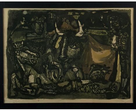 Antoni Clave (Spanish 20th Century, 1913-2005), Corrida (La Mort du Torero), Lithograph, dated 1951, edition 7/95, signed pen