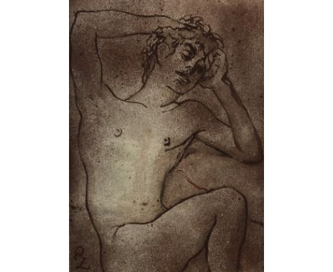 Zsuzsi Roboz (Hungarian 20th-21st Century, 1929-2012), Reclining Nude 'Alex', mixed media on paper, initialled bottom left, f