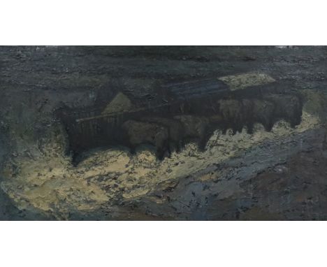 Charles White (Welsh School, 1928-1997), Sheep on a Hillside, Oil on Board, signed bottom right, dated '66. Measurements 61 x