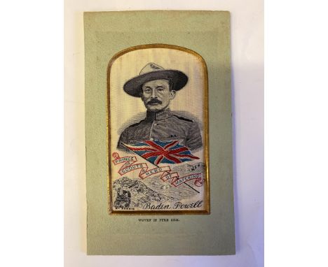 SCOUTING, silk panel, Baden Powell, no. 355915, in original mount, 3.75 x 6.25 overall, VG