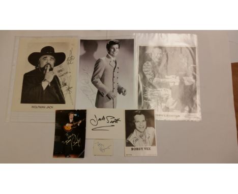 POP MUSIC, signed selection, inc. photos, Bobby Vee, Tommy Burton, Buddy Knox, Jimmy Clanton; Tony Bennett (white card with s