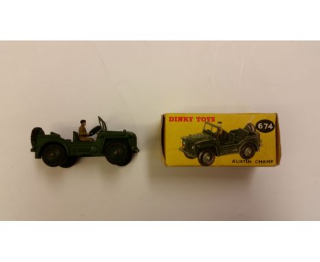 MILITARY, metal Dinky Toys, no. 674 Austin Champ, with original box (slight damage), VG